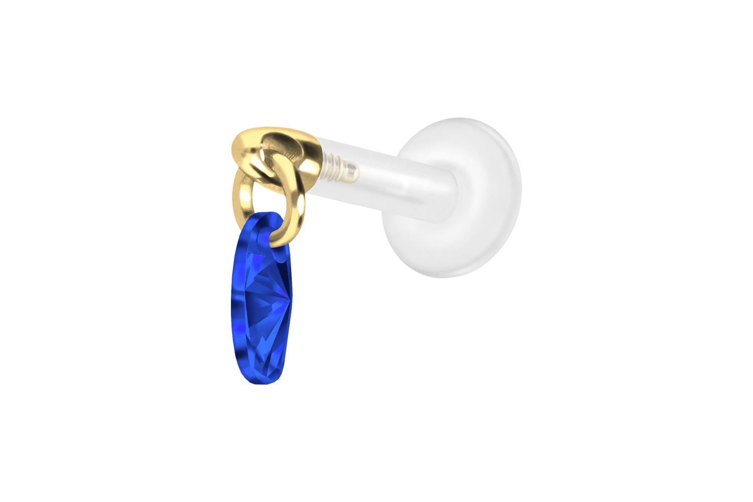 PTFE Labret Piercing mit Innengewinde + Titan-Aufsatz KRISTALLOVAL